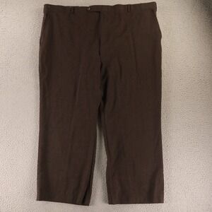 VTG Adolfo Pants Mens 48x26 Brown 100% Wool Hopsack Made in USA